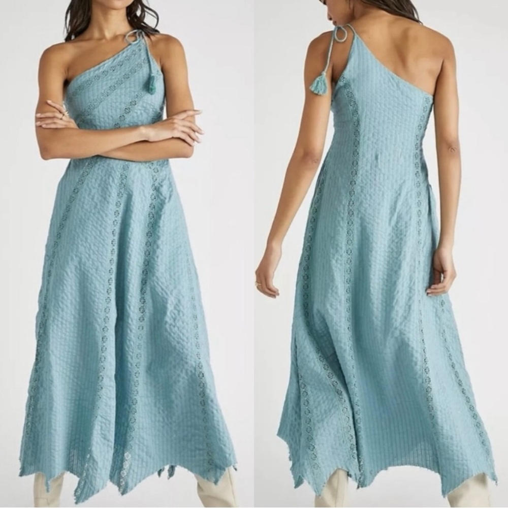Free People Blue One-Shoulder Maxi Dress